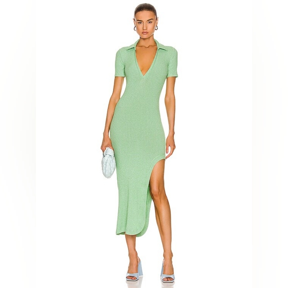 V-Neck Short Sleeve Midi Dress